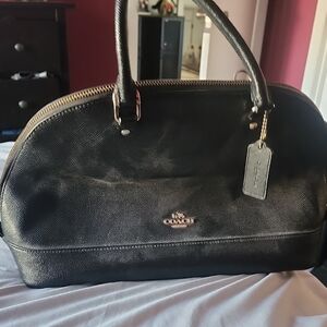 Coach Black Textured Leather Satchel